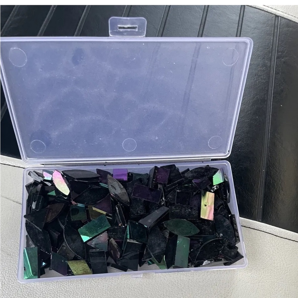 Small Box of Iridescent Glass Mosaic Tiles for Crafts, Precut Stained Glass